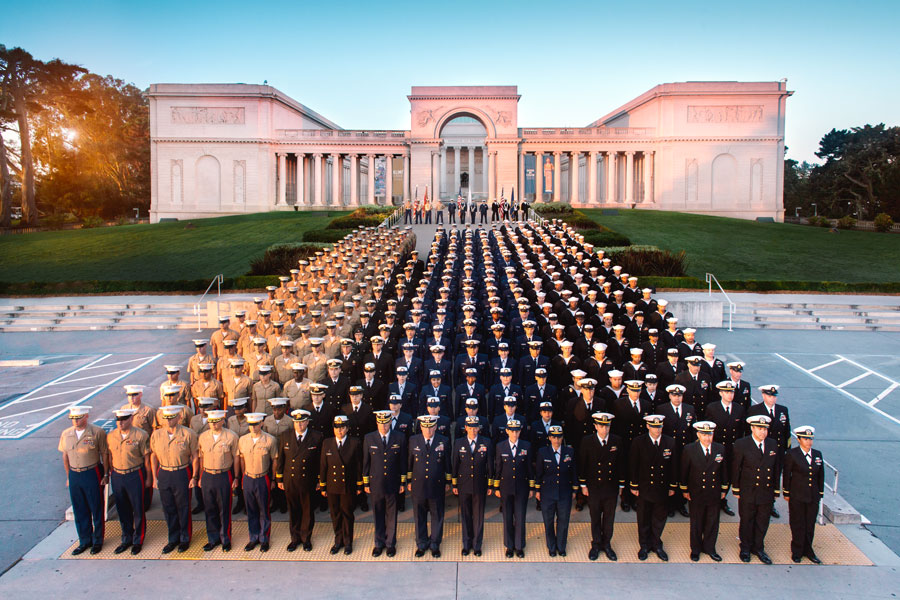 The 2017 San Francisco Fleet Week Iconic Photo representing the United States Navy, the United States Coast Guard, the Royal Canadian Navy and the United States Marines. Photo by Elena Zhukova