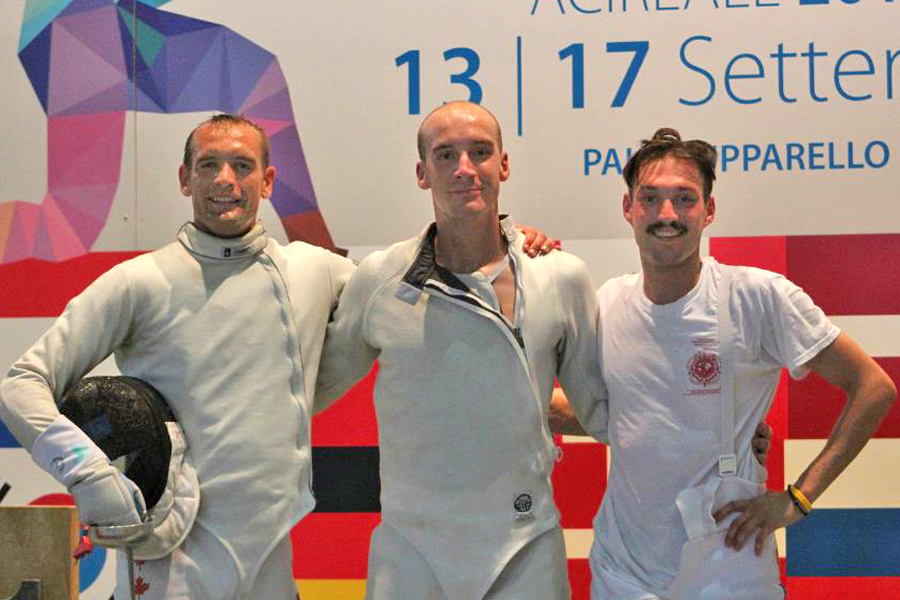 Canadian Armed Forces CISM Men’s Epee Team, from left: Cpl Hugues Boisvert-Simard, SLt Kyle Deveau, and Cpl Clement Feminias-Metivet.