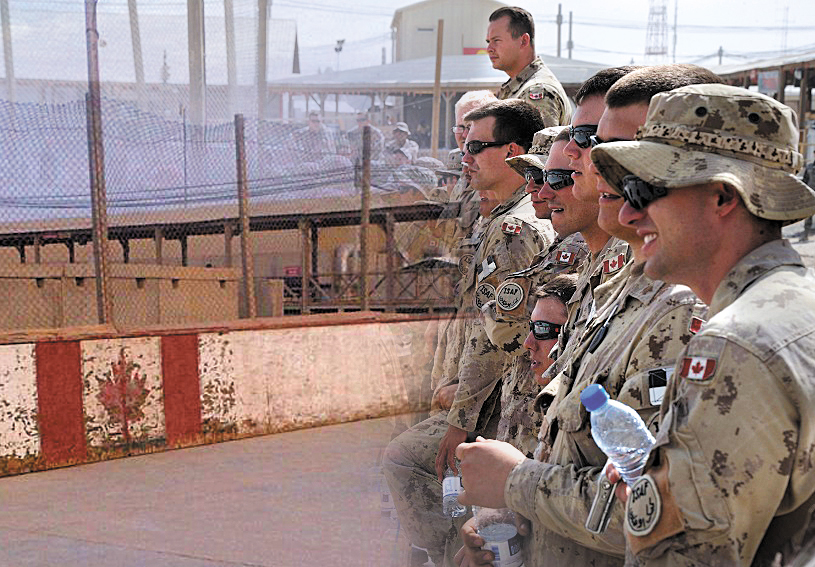 Hockey rink at Kandahar Airfield, December 2016, before a few boards were brought to Canada. Photo credit: Greg Dempsey