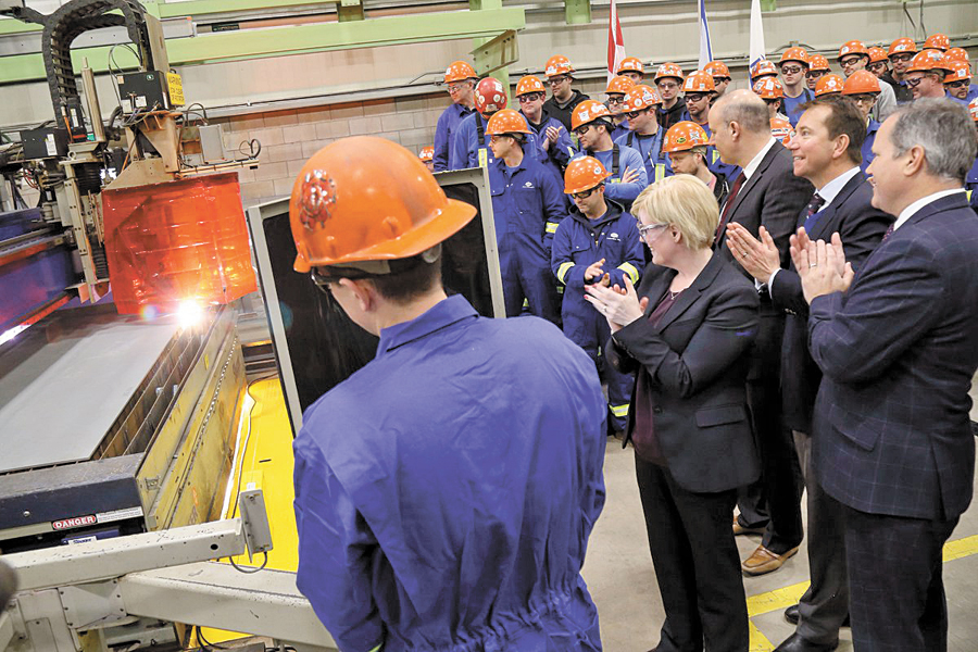 Federal Procurement Minister Carla Qualtrough was on hand to officiate the start of construction on the future HMCS Max Bernays, the third Arctic and Offshore Patrol Vessel being built for the navy. Photo by LS Dan Bard, FIS Halifax