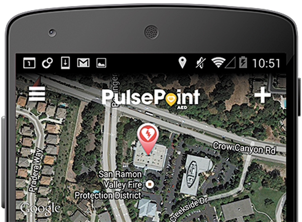 The PulsePoint app can be downloaded from both the Apple Store for iOS and from Google Play Store for Android OS