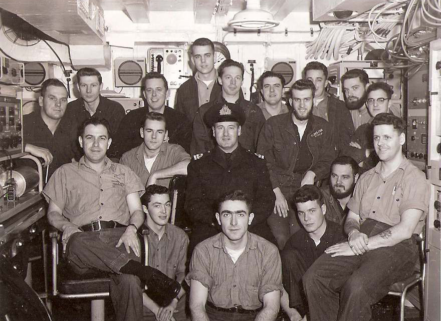 HMCS Labrador’s Communications department, circa 1955. Martin Smith is in the back row, sixth from the left.