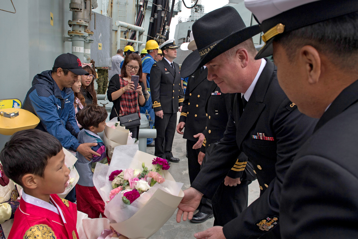 HMCS Calgary members are welcomed to Jeju, South Korea, as part of the country's International Fleet Review. Photos by LS Mike Goluboff, MARPAC Imaging Services