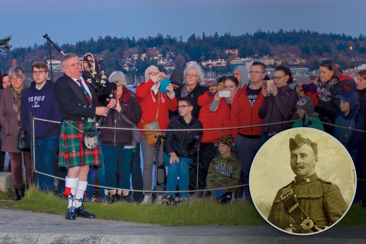 Inset: Piper Donald Kennedy, 43rd Cameron Highlanders