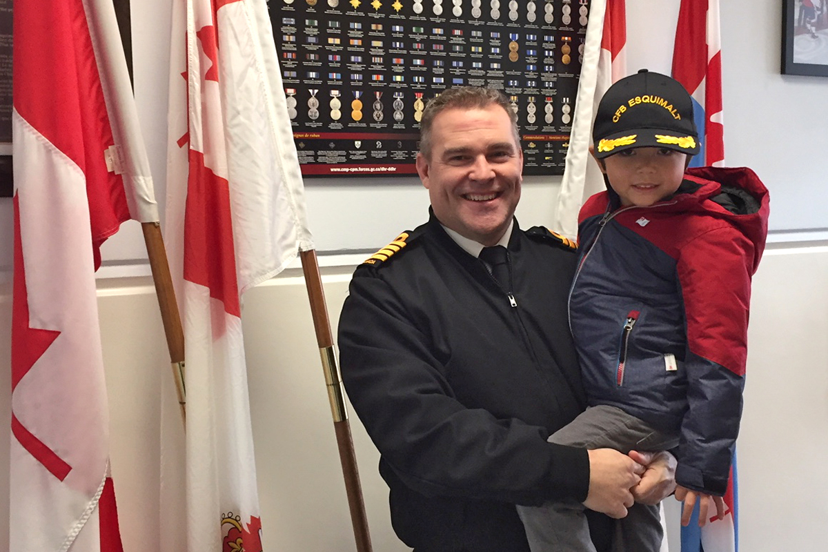 Base Commander Capt(N) Jason Boyd with Base Commander (for the day) Cole Pite.