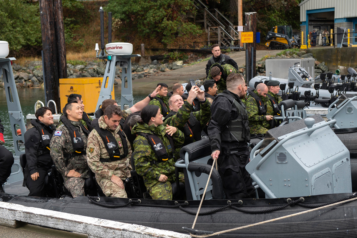 Students from CF College set off on a harbour tour in Rigid Hull Inflatable Boats. Photo by LS Mike Goluboff, MARPAC Imaging Services