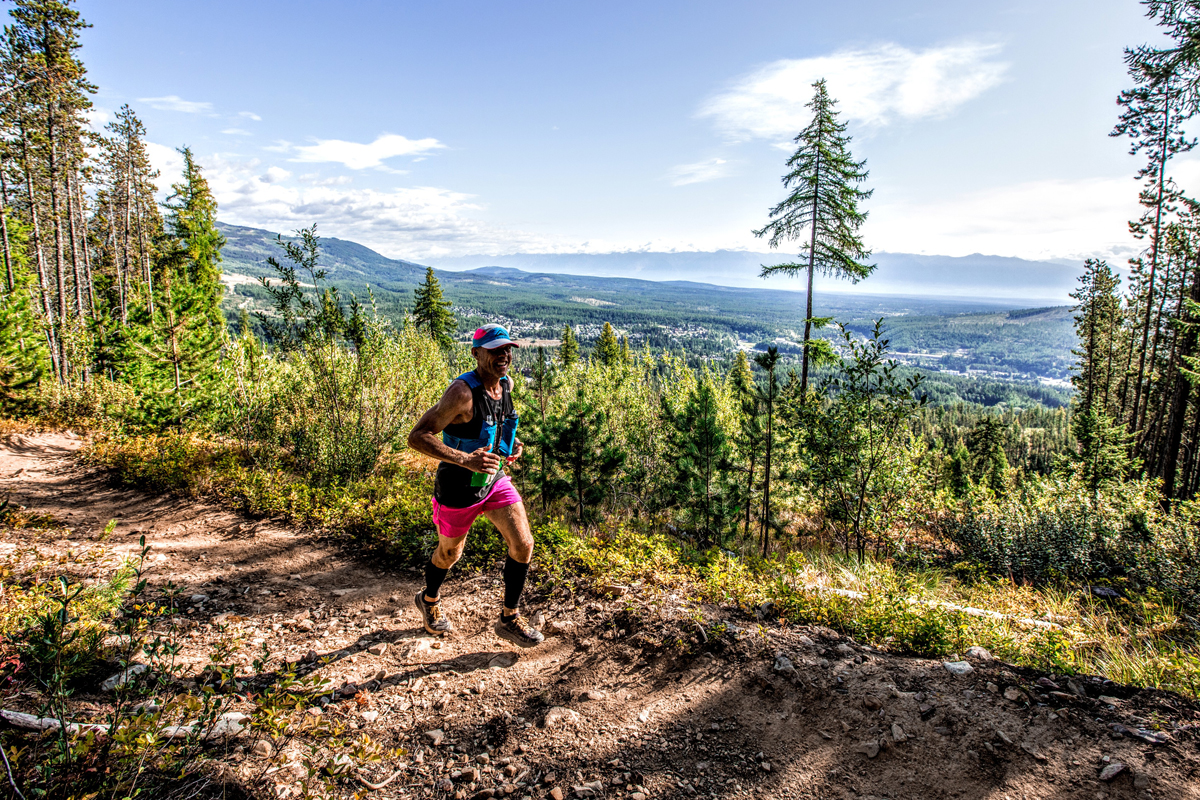 David Neal makes his way along the 54-kilometre Black Spur Ultra trail race in Kimberly, B.C. The 47-year-old was running his first-ever ultramarathon and celebrated a fifth-place overall finish with a time of 6:06:02.1. Photo credit: Black Spur Ultra