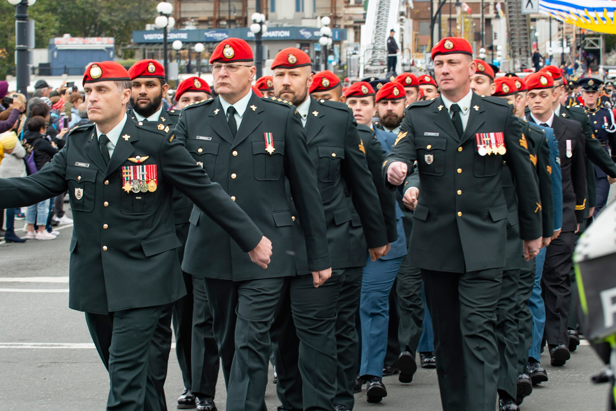 Thirty military police took part in the parade for the Sept. 29 event that honoured fallen officers. Photo by LS Mike Goluboff, MARPAC Imaging Services