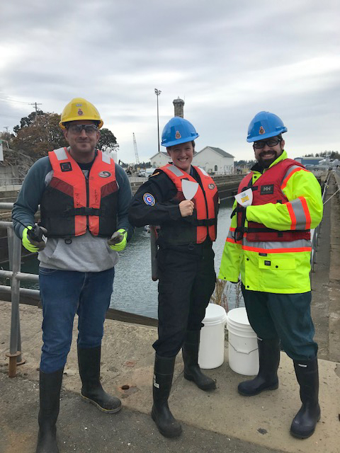 Nate Duffus, Shiya Janzen and another DND employee are set to clean up the dry dock and capture any marine critters for relocation in to the Esquimalt Harbour.