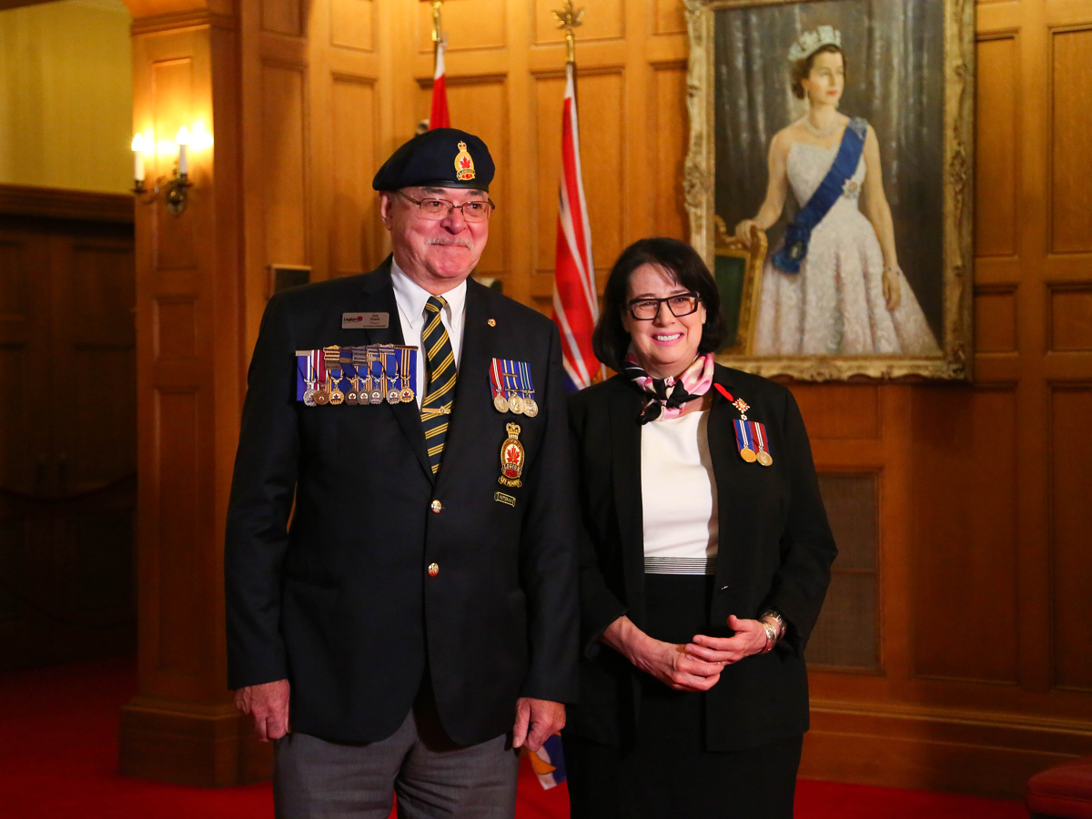 Jim Diack and the Honourable Janet Austin. Photo by Rachel Rilkoff, Government House