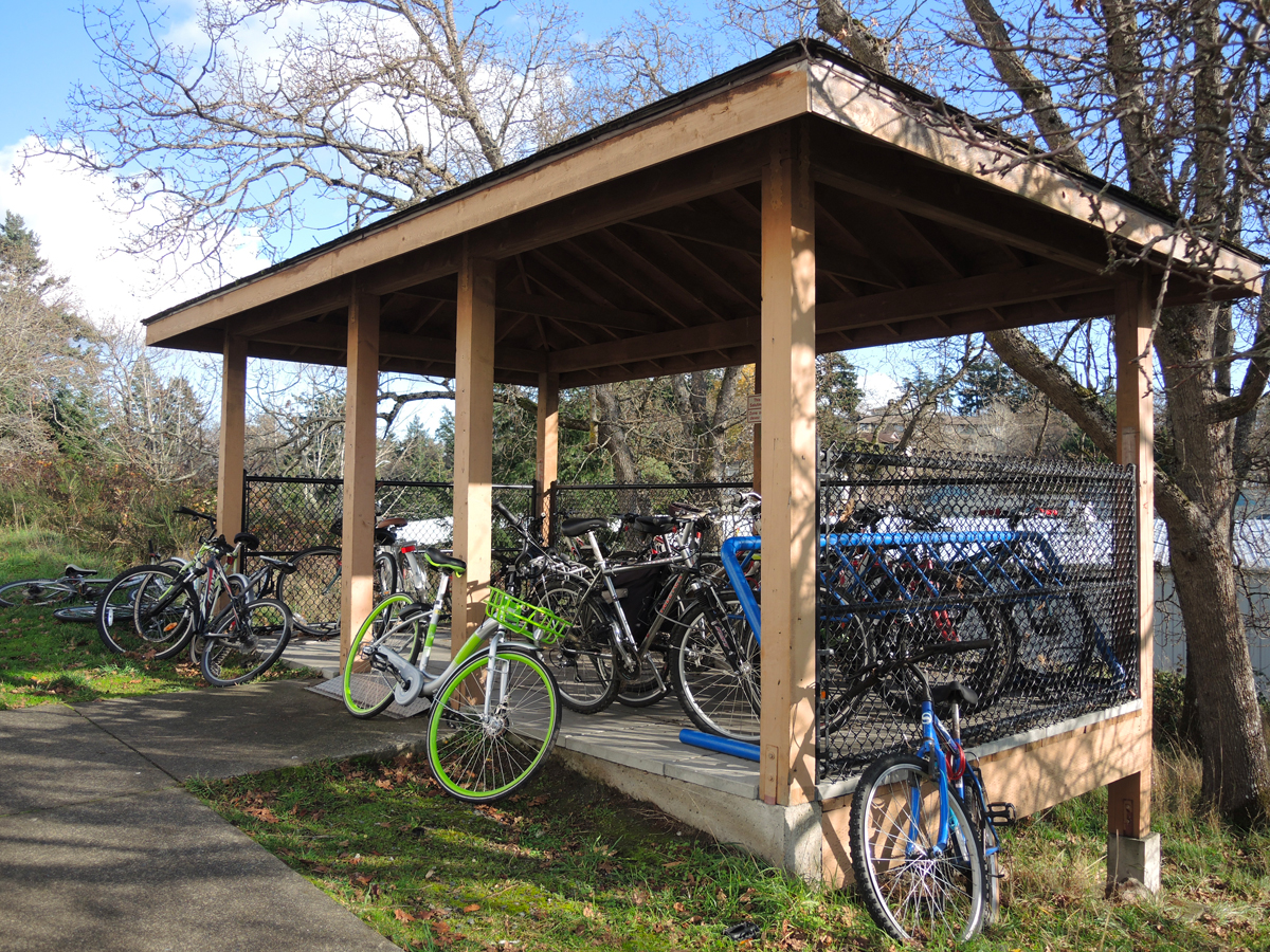 A view of the over-crowded bike storage area at Nelles Block. Due to a new base policy to address the parking space shortage, bikes that are left in bike racks for a period of longer than 60 days are subject to tagging and removal. 