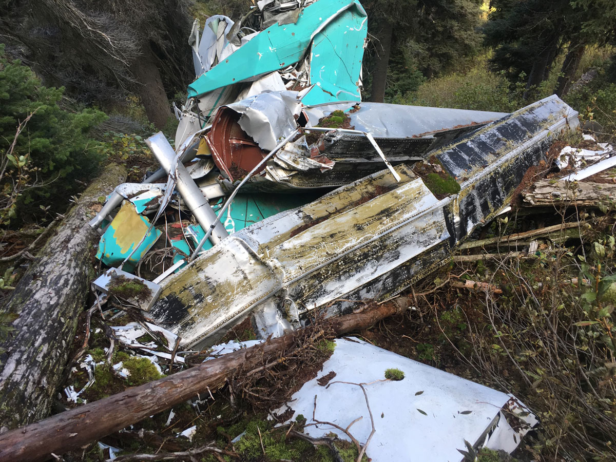 The wreckage of the missing plane carryng the two men that crashed 31 years ago.