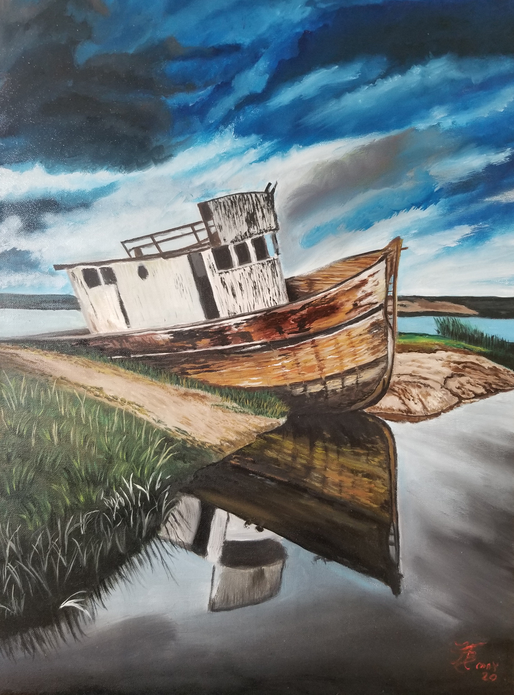 WO Fred Trainor, of Ottawa’s 764 Squadron, recently contributed his painting entitled ‘Shipwrecked’ to the Steel Spirit art project. Steel Spirit was founded by military wife and former paramedic Barbara Brown in 2017. Steel Spirit showcases the artwork of currently serving and former military members and first responders.