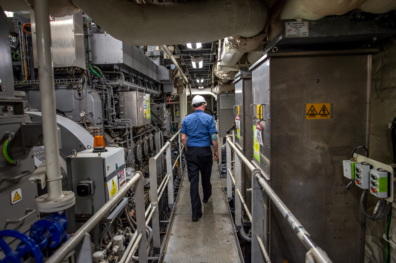 The virtual tour of HMCS Harry DeWolf included the machinery control and engine rooms. Photo by Cpl David Veldman, CAF Photo