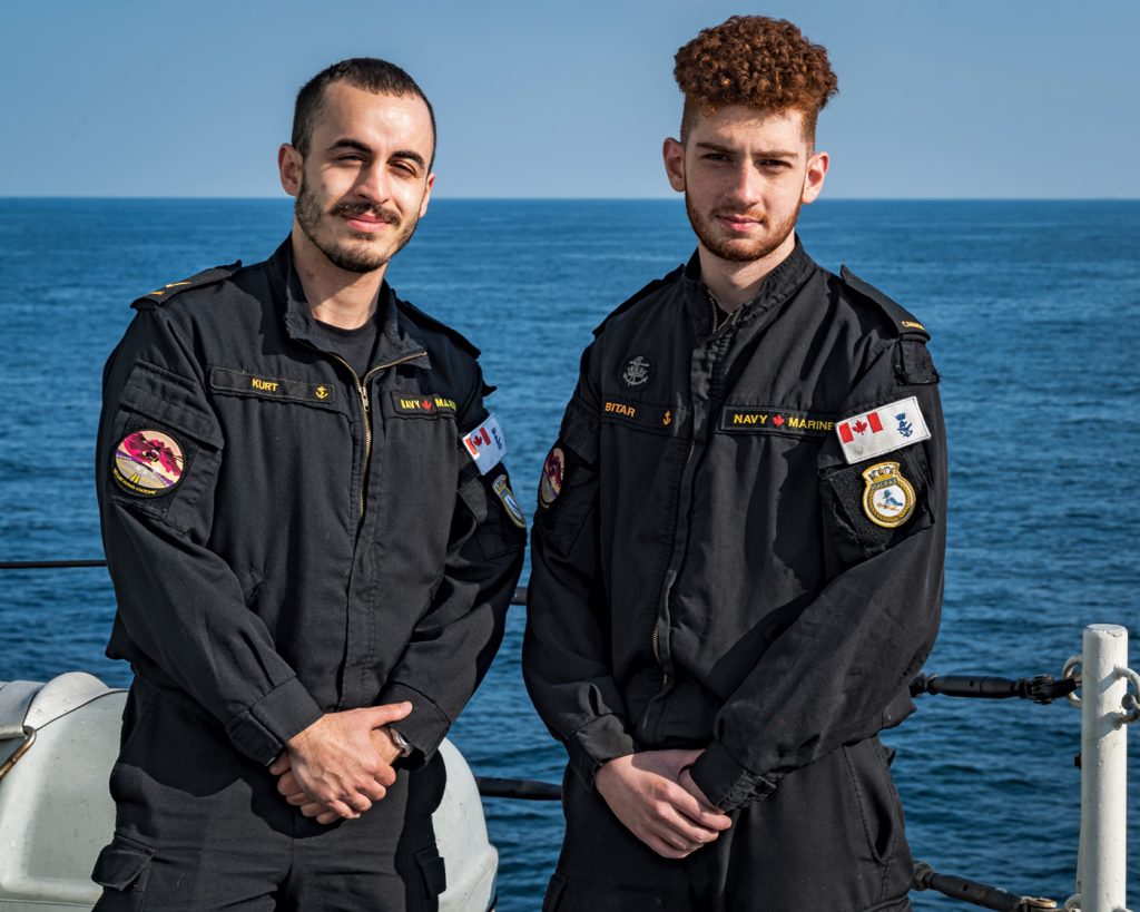 S3 Ahmad Bitar and S2 Yunus Kurt are both observing Ramadan at sea while on deployment with HMCS Halifax. Photo by: S1 Bryan Underwood