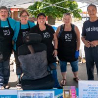 The team from the MFRC, Jackie Carlé, Lisa Church, Debra Groves, Kathy Cook, with Gordie Dodd.