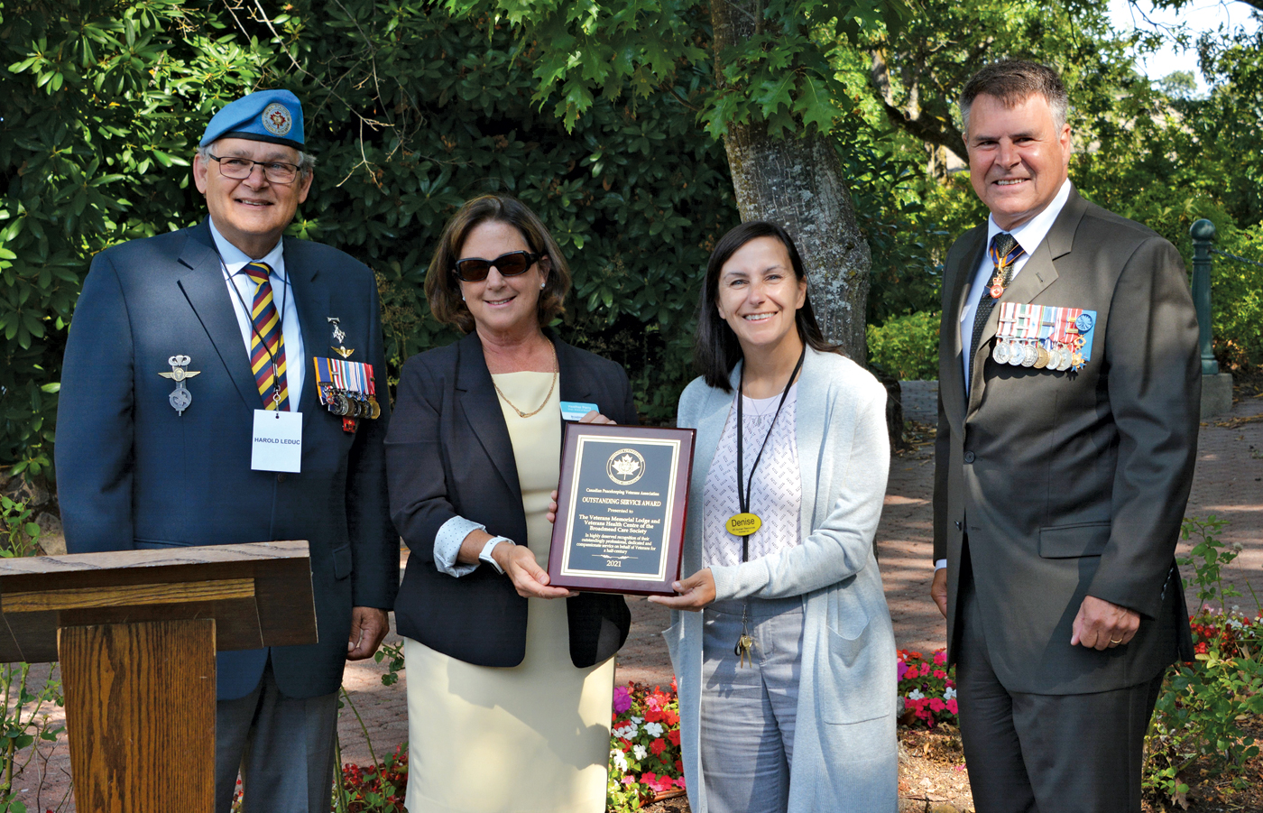 Left to right: Harold Leduc, former President of the CVPA; Heather Parry, Chair, Broadmead Care Board of Directors; Denise May, Broadmead Care Interim CEO; and Ron Lloyd, Director, Broadmead Care Board of Directors.