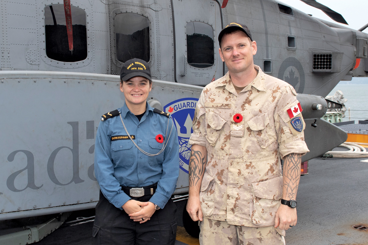 S2 Andree-Anne Dion-Tessier and Cpl Tyler Doyle shared the Sailor of the Quarter award.