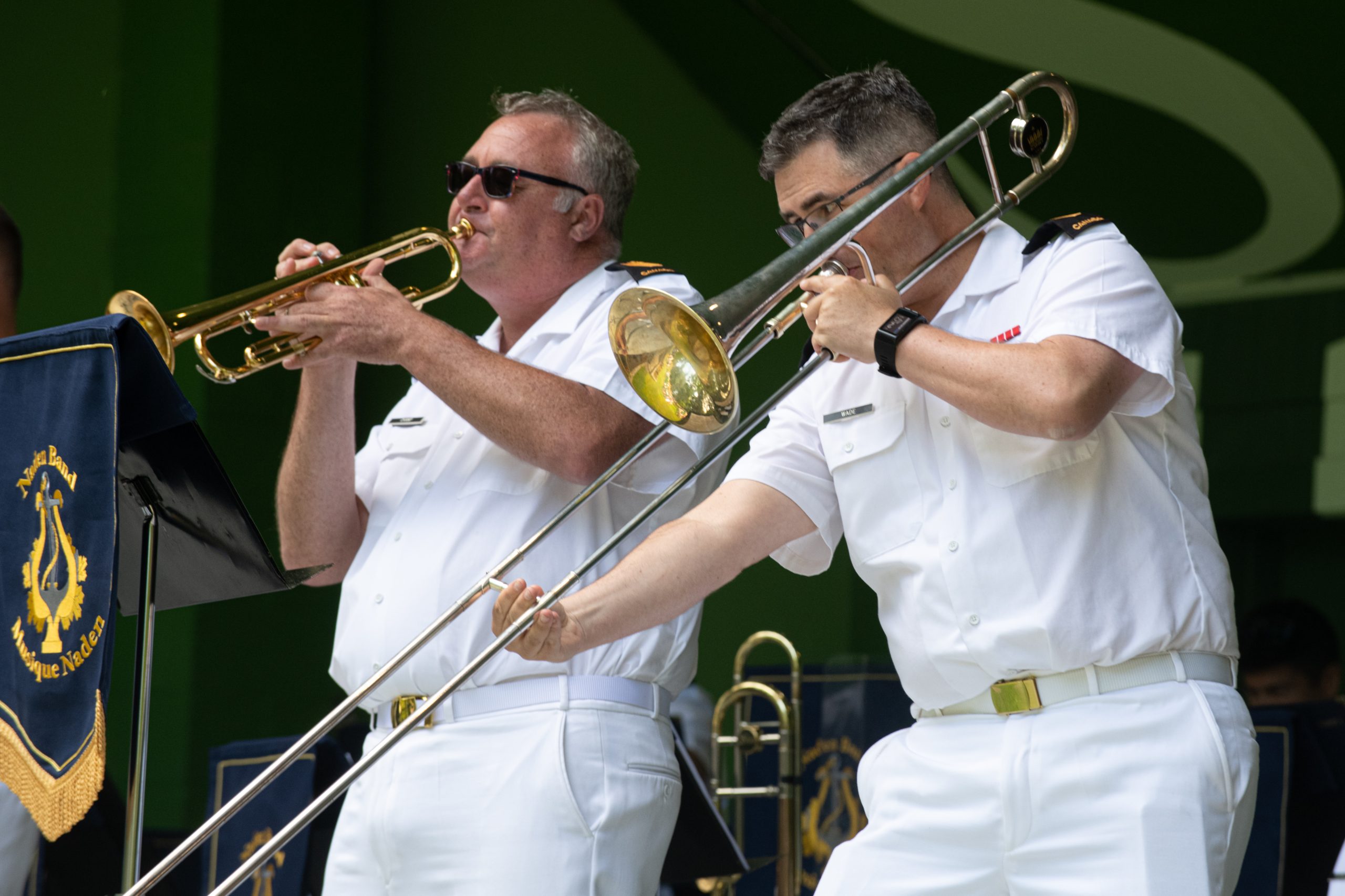 Members of the Naden Band of the Royal Canadian Navy perform for their summer concert at Beacon Hill Park.
