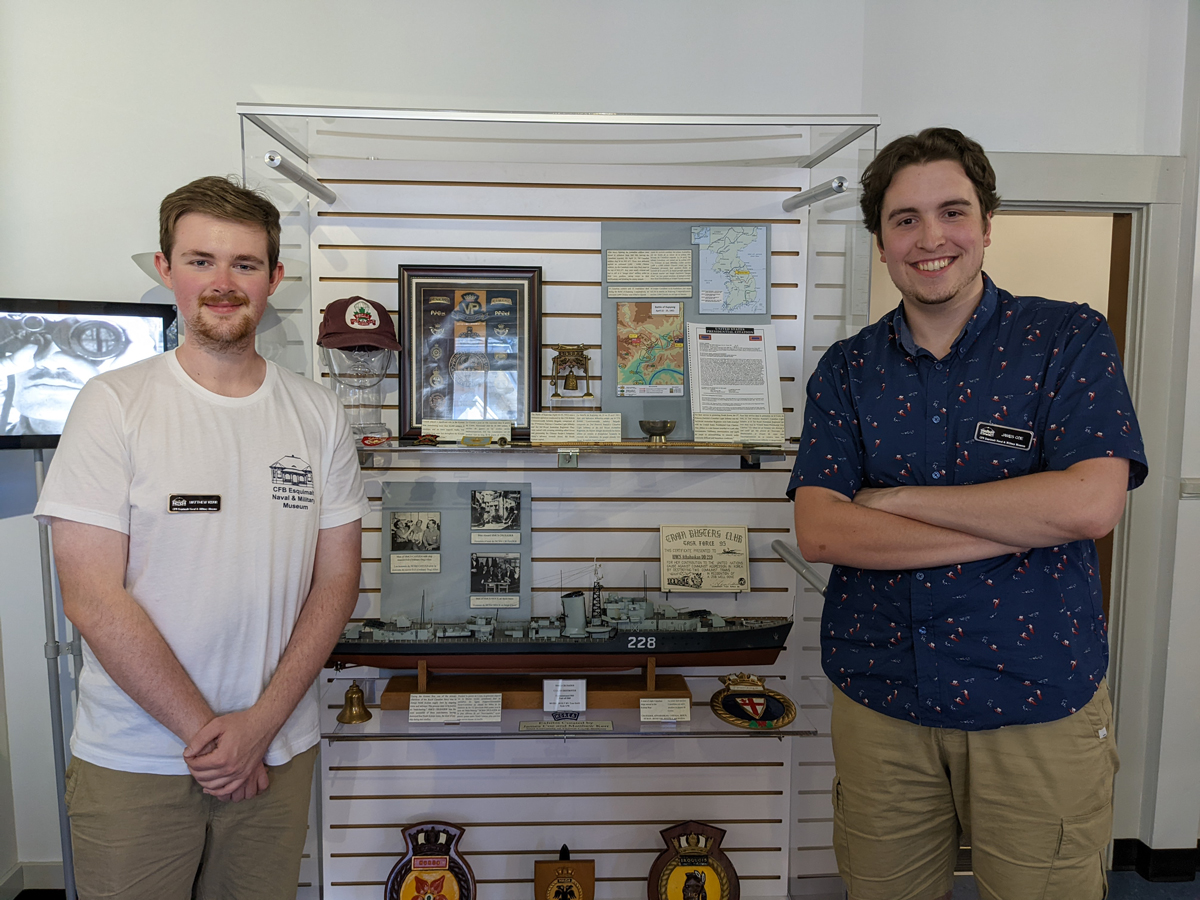 Matthew James (left) and James Coe, Co-op students working at the CFB Esquimalt Naval and Military Museum.