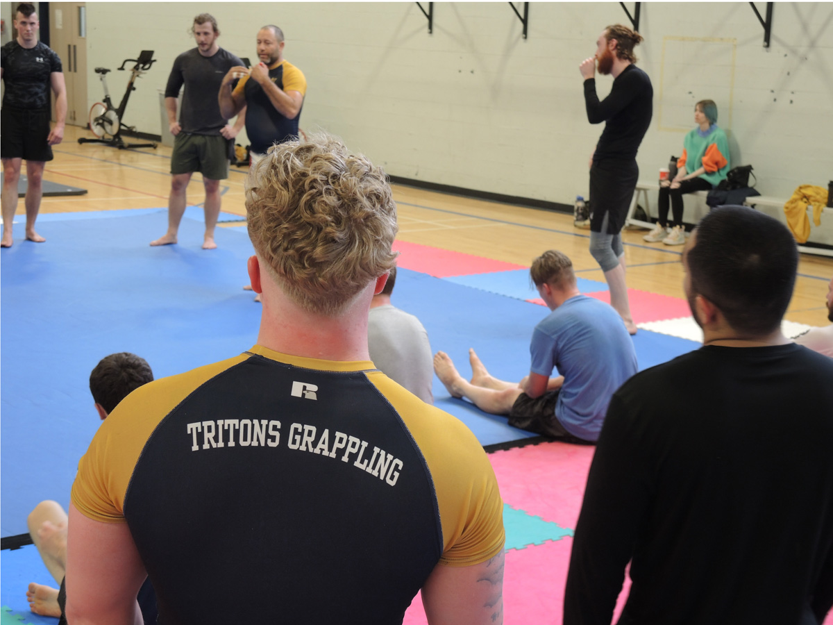  member of the Tritons Grappling team looks on during a two-day Grappling Camp at the Naden Athletic Centre on March 23. Credit: Peter Mallett/Lookout