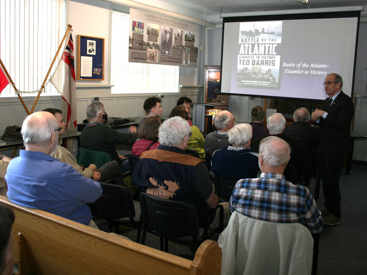 Author, Ted Barris addresses an audience during his last visit