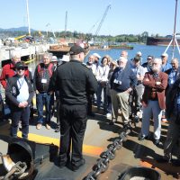 Veteran reservists conduct tours of HMCS Winnipeg and Calgary at the beginning of May. The groups were part of approximately 107 veterans participating in this year's University Naval Training Division Association Conference. Photo supplied