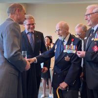 Peter Chance shakes hands with Prince Edward and meets with Randall Mang, Chair of the B.C. Council for The Duke of Edinburgh’s Award and Lieutenant-Commander (ret’d) Gerald Pash, a long-time member of the B.C. Council. Photo provided