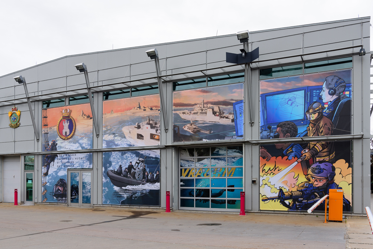HMCS Montcalm exterior photos of murals at Point-a-Carcy, Quebec, QC on June 9, 2023. Photo by MCpl Nathan Moulton