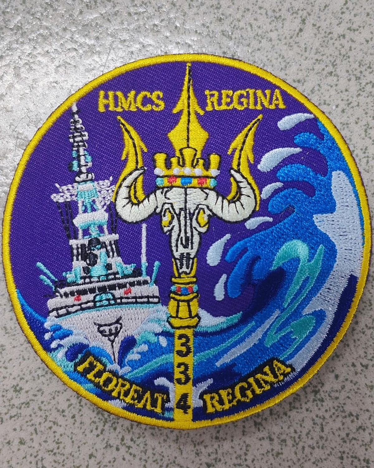 HMCS Regina's new morale patch design. Photos supplied