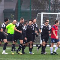 A friendly match between i2i Albion and Canadian Armed Forces (wearing black) at Haxby Road on Dec. 12 in North Yorkshire, United Kingdom. Photo: Matthew Appleby