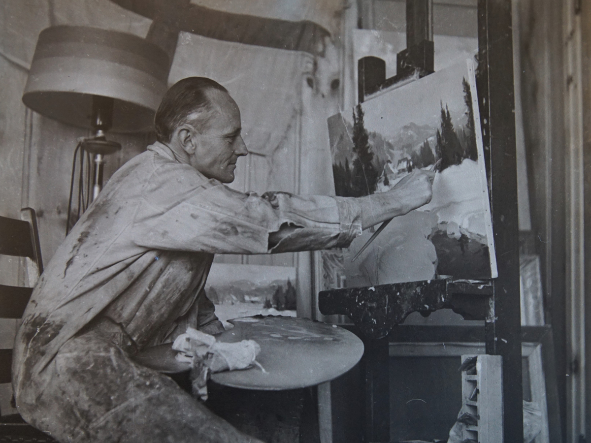 LCdr Eric Riordon in his studio, 1947.