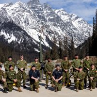 Second roto of Op Palaci members at Rogers Pass on March 24. Back, left to right: Bombardier (Bdr) Lelond, Bdr Berry, Master Bombardier (MBdr) Workman-Turgeon, MBdr Fingarsen, Sergeant Lewis, Lieutenant Mensah, MBdr Gaudet, Gunner Nalder, Bdr Dickie. Front, left to right: Bdr Strong, Bdr Maly, Bdr Bird, Master Corporal Trudel, Corporal Smith, MBdr Ferguson, Bdr Lalonde, Bdr Lipp. Photo: Dan Hudson, Parks Canada