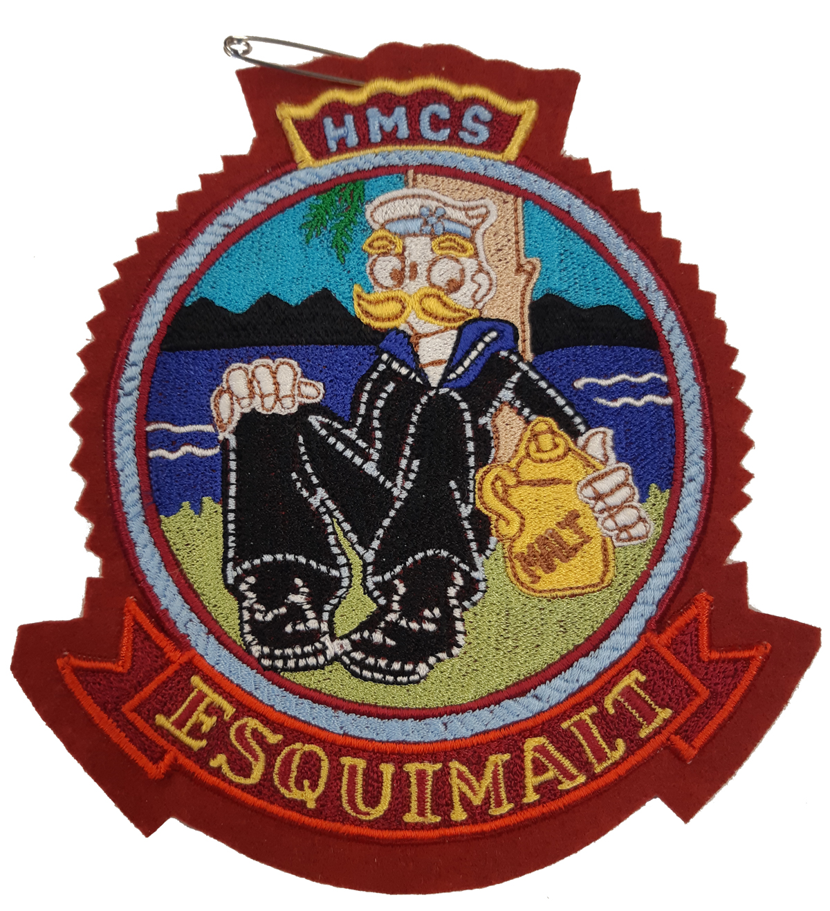 A morale patch of HMCS Esquimalt presented by Ralph Zbarsky to members of the CFB Esquimalt Naval and Military Museum. 